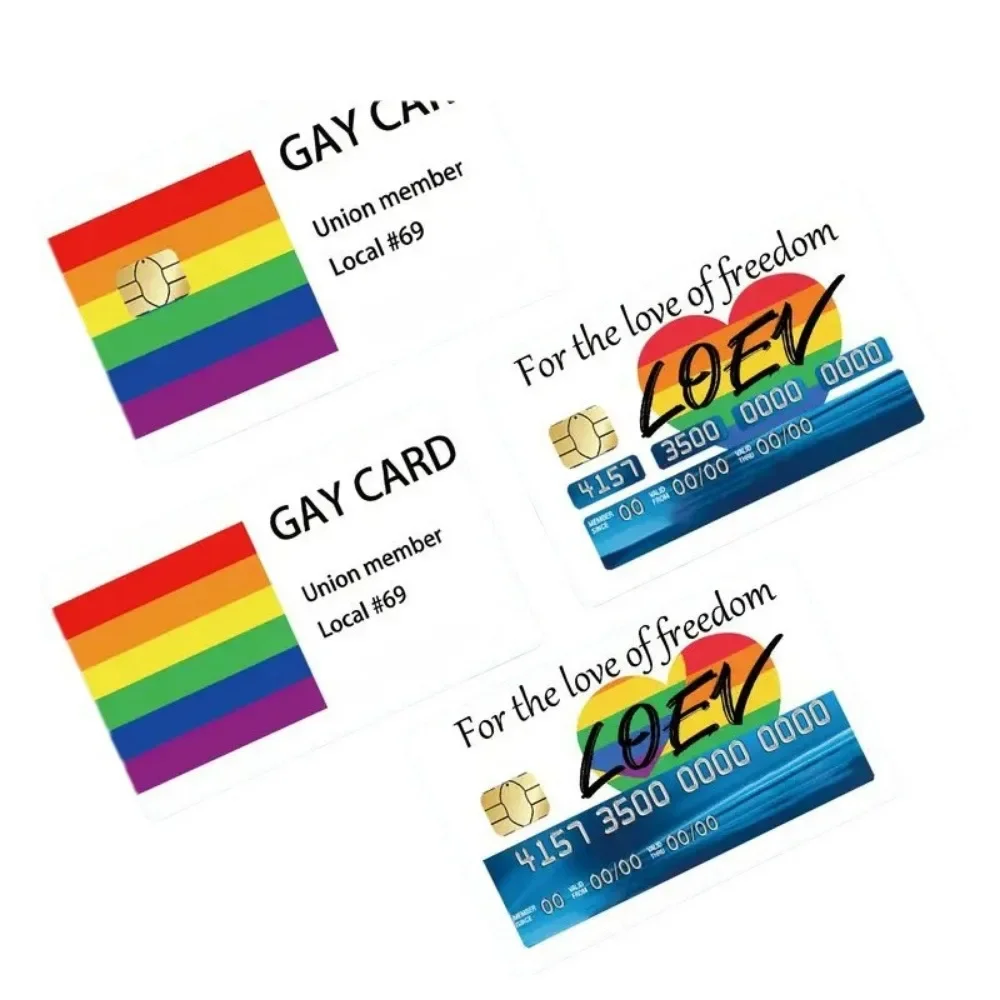 1/4Pcs Rainbow Credit Card Decorative Stickers Love Freedom Small Chip Film Skin Cover Bank Card Protection Decoration