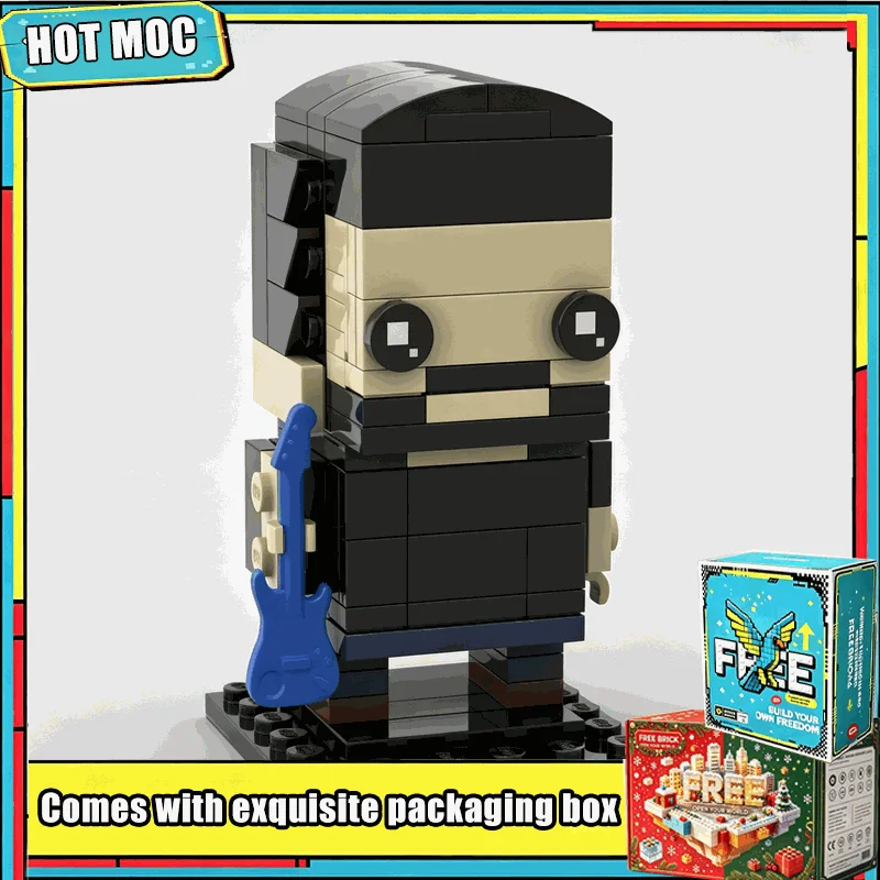 102PCS MOC Rock Guitarist Custom Figure Building Blocks Model DIY Assembly Educational Creative Collection Home Decoration Gift