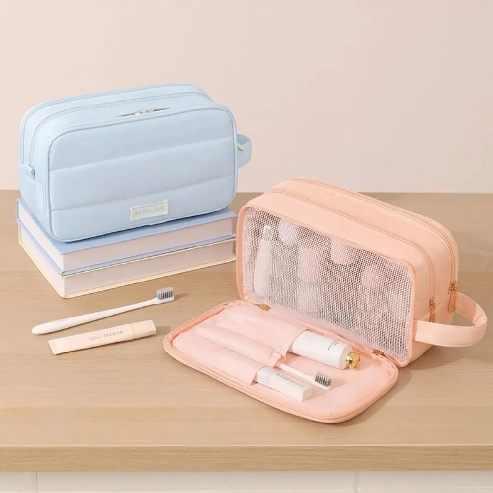 Multifunctional Large Capacity Toiletry Bag Dry-wet Separation Portable Makeup Bag Durable 3-Layers Handheld Storage Bag Outdoor