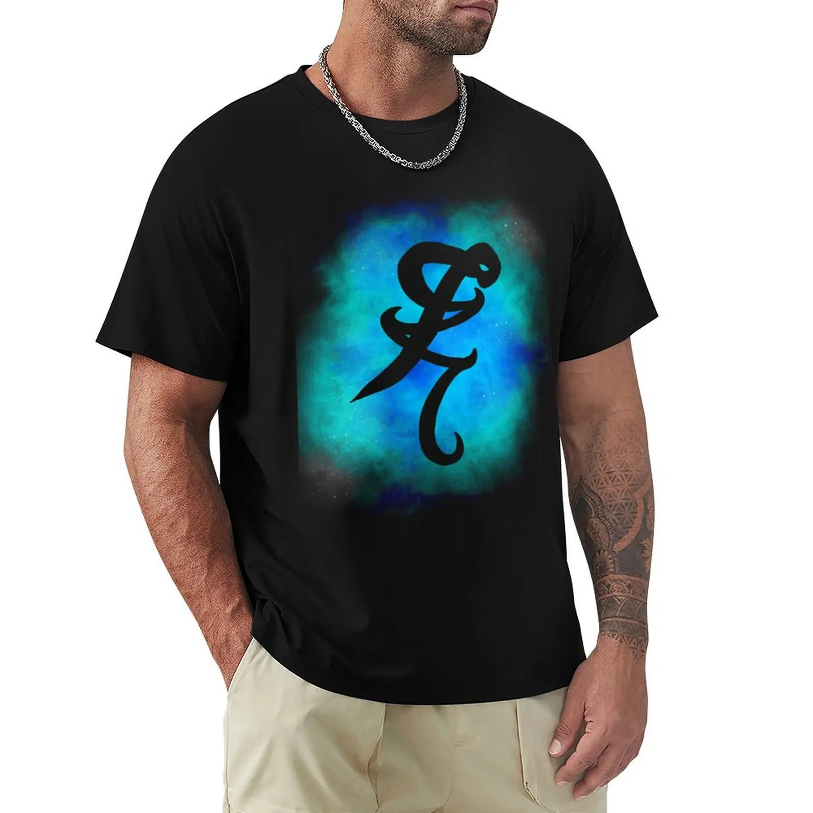 

Blue Galaxy Iratze Healing Rune T-Shirt clothes Luxury man vintage t shirts aesthetic clothes mens clothing