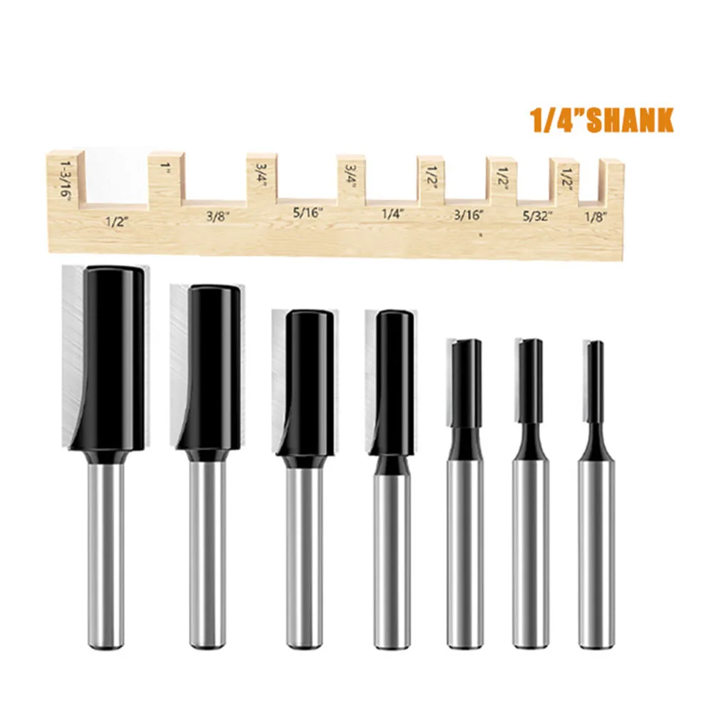 7-piece Milling Cutter Set Alloy Double-edged Woodworking Cutter Slotting Cutter Engraving Machine Woodworking Milling Cutter ﻿