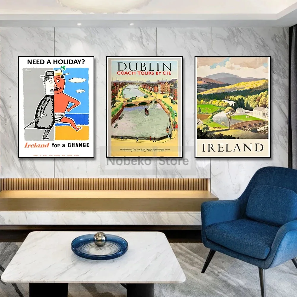 Ireland Vintage Travel Poster Dublin Glengarriff Killarney Poster And Prints Canvas Painting Wall Art Pictures Home Room Decor