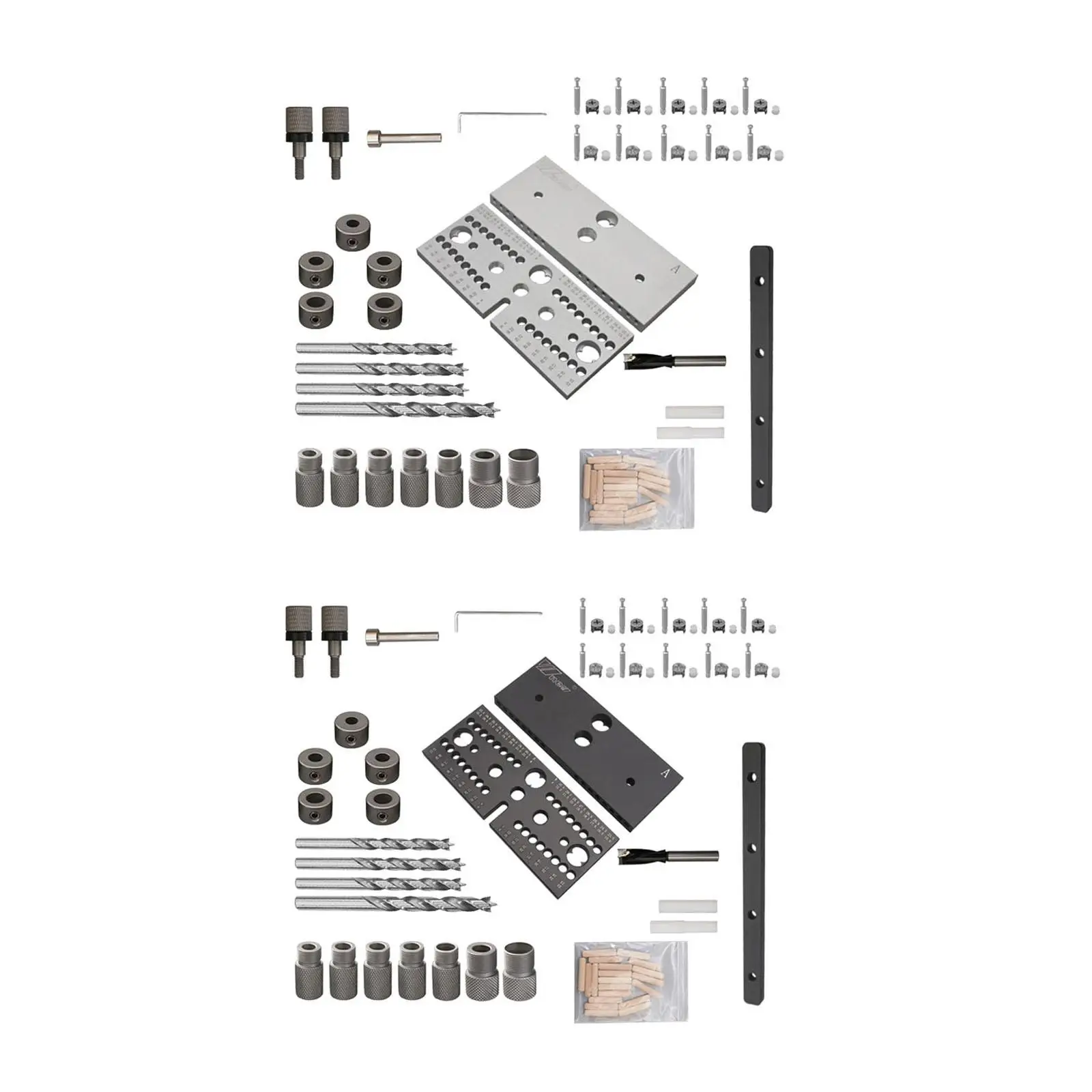 

3 in 1 Dowel Jig Kit Aluminum Alloy Drilling Locator Woodworking Hole Puncher Doweling Jig Drill Kit for Furniture Repair