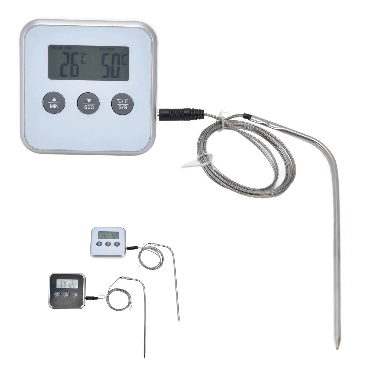肉用温度計 3 ボタンデザイン 3 パルシングモード 操作が簡単な調理用温度計 プローブ付き 調理用 バーベキュー用 ベーキング用