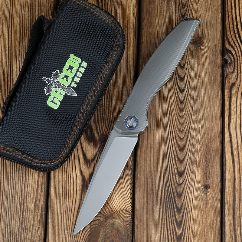 

Green thorn, Lee / folding knife VG10 blade, TC4 Titanium 3D handle camping outdoor fruit knife EDC tool
