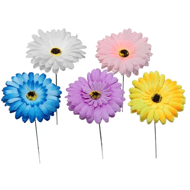 

5pcs Simulation Africa Chrysanthemum Garden Stake Garden Sign Ground Plug Stakes for Indoor Outdoor Garden Yard Lawn M76D