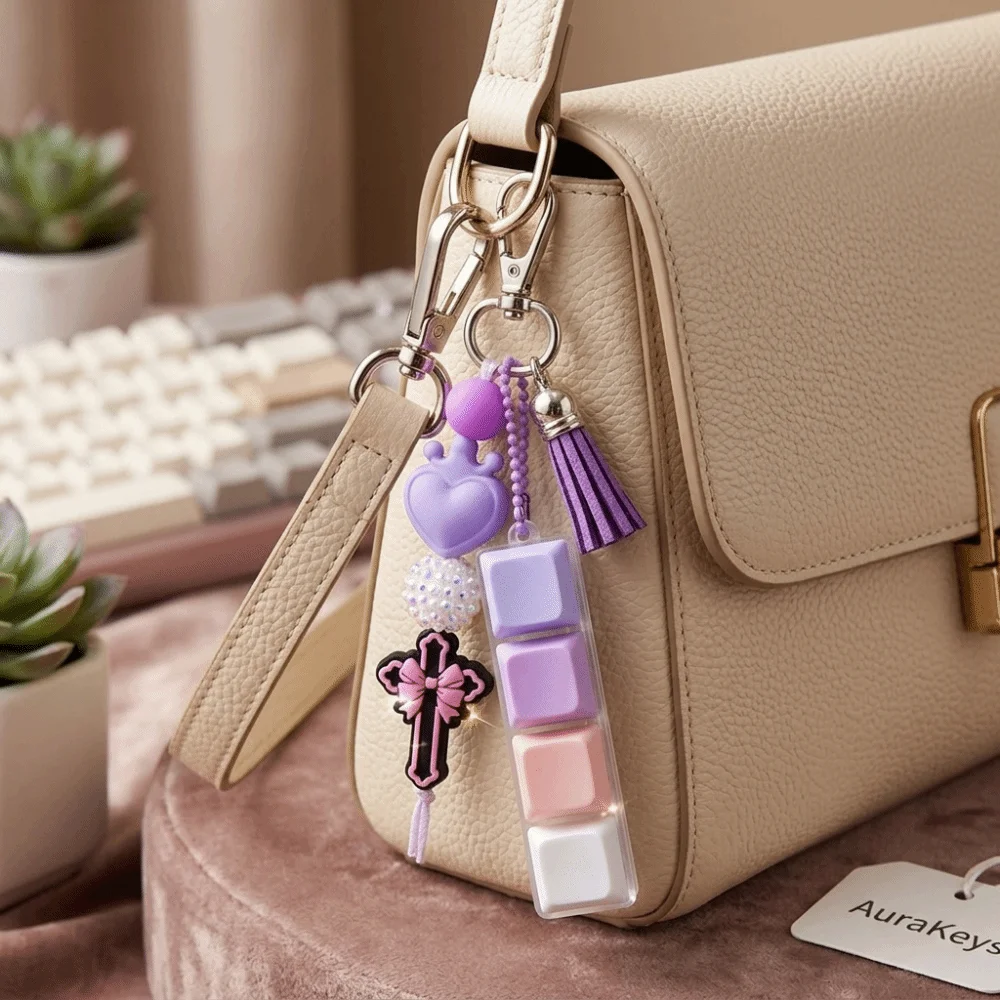Silicone Beads Handmade Keychain Soft Silicone Sturdy Metal Clip Hook Fidget Fidget Press Button Heart-Shaped Ornaments