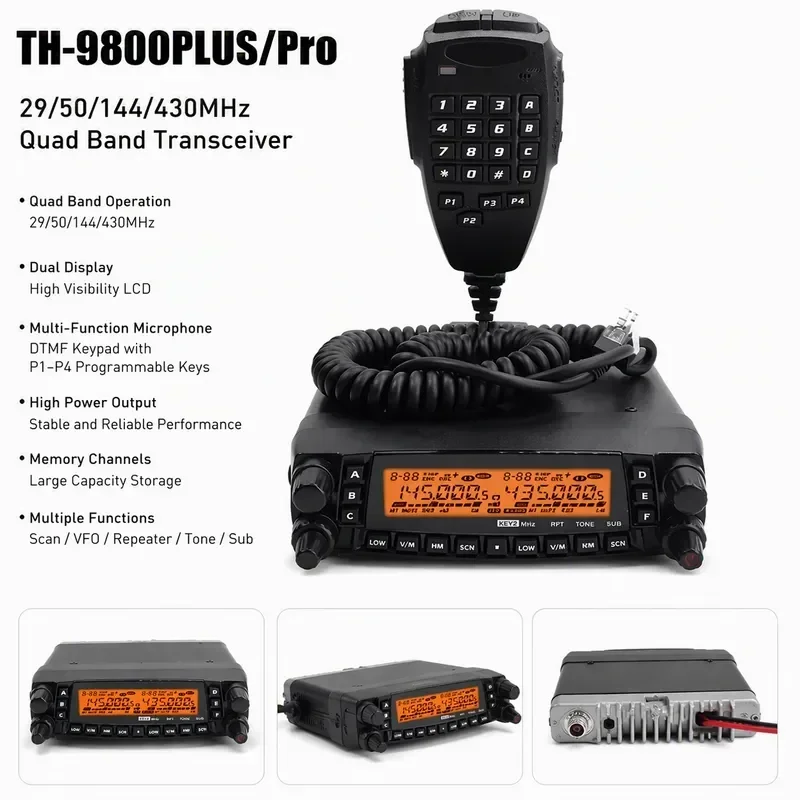 TH-9800Plus 29/50/144/430MHz 50W Walkie Talkie Upgraded TH9800 Dual Display Mobile Radio Station