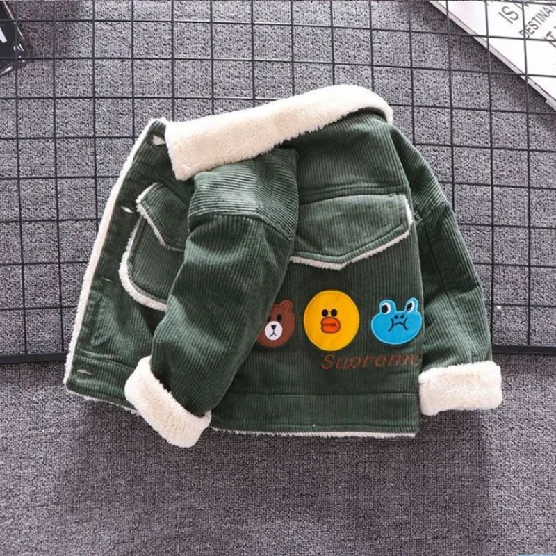 ملابس اطفال Plush Children\'s Clothing Autumn Winter Warm Baby Boys Clothing Cartoon Down Cotton Jacket Casual Boy Coat Outerwear