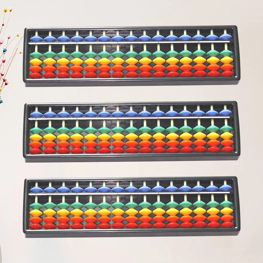 Boulier coloré à 15 chiffres, outil arithmétique en plastique pour enfants, développement du cerveau, apprentissage, dispositif de calcul Portable, 3 pièces