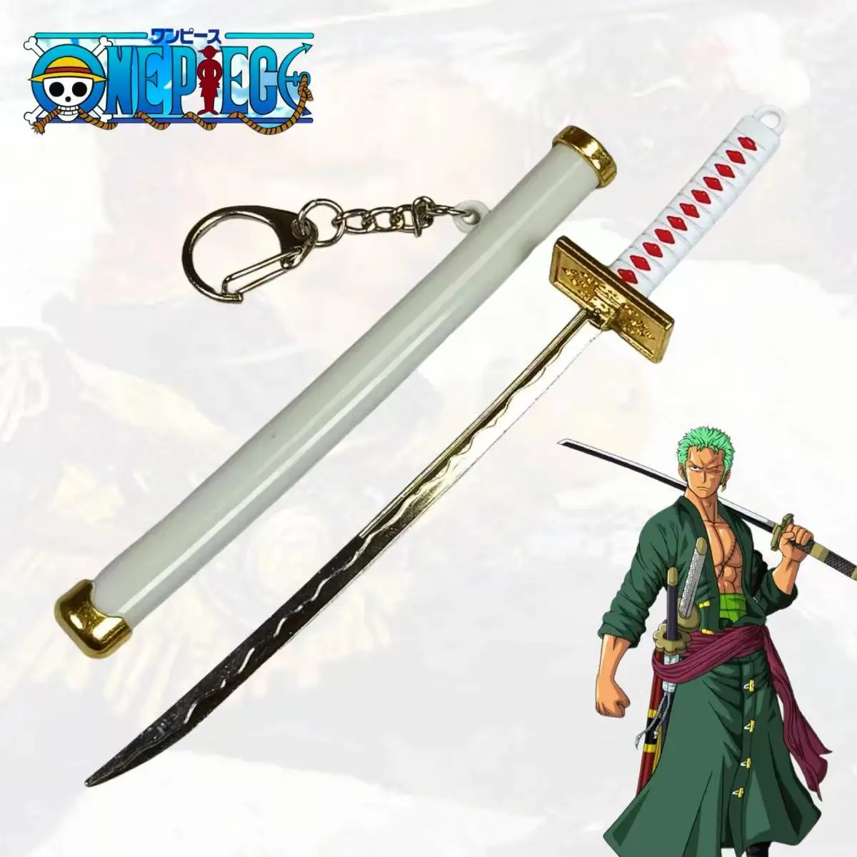 Espada Katana de Metal Roronoa Zoro de 5.9 polegadas, Sabre Samurai Original, Katana Japonesa, Faca Ninja, Acessórios de Cosplay, Brinquedo