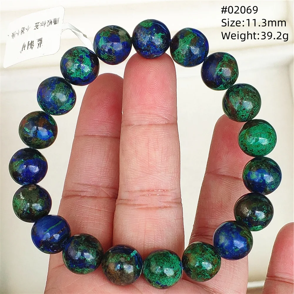 Natural Blue Green Malachite Azurite Bracelet Rare Round Beads Woman Men Azurite Bracelet Fashion Jewelry AAAAAA