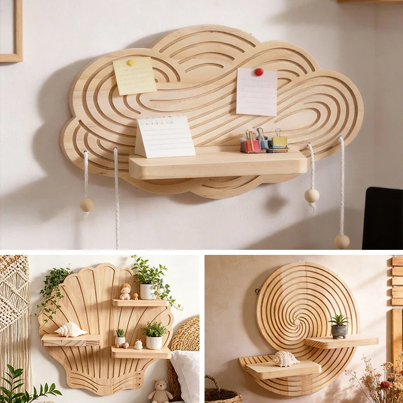 1 unidade Prateleira de Parede Criativa de Madeira, Prateleira Flutuante Náutica Montada na Parede para Quarto, Sala de Estar, Decoração de Casa, Presente