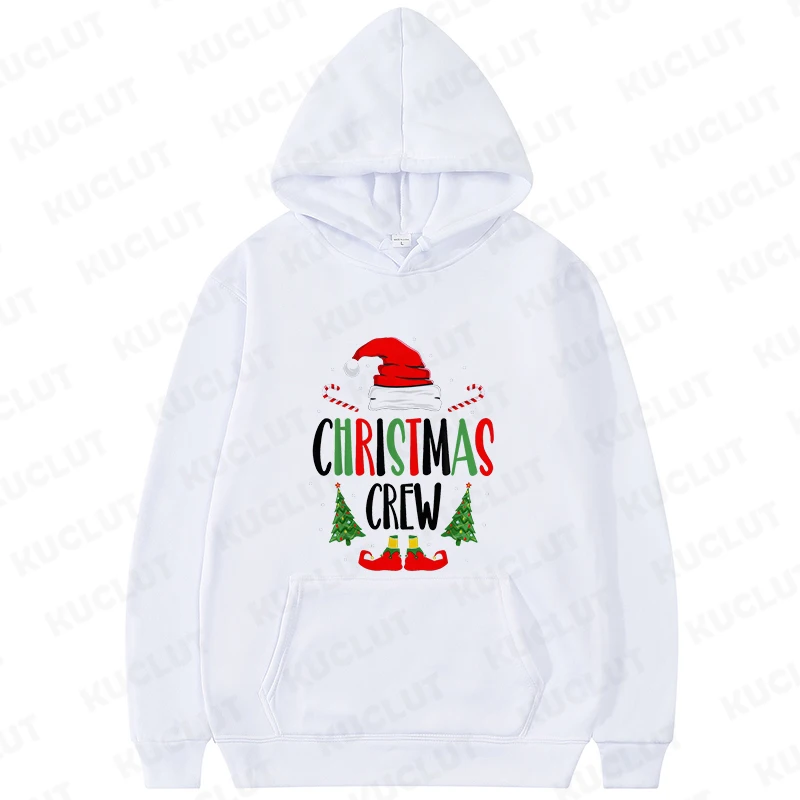 Christmas Crew Party Pullover Hoodies Women's Sweatshirts Funny Friends Family Team Xmas Santa Matching Outerwears Hooded