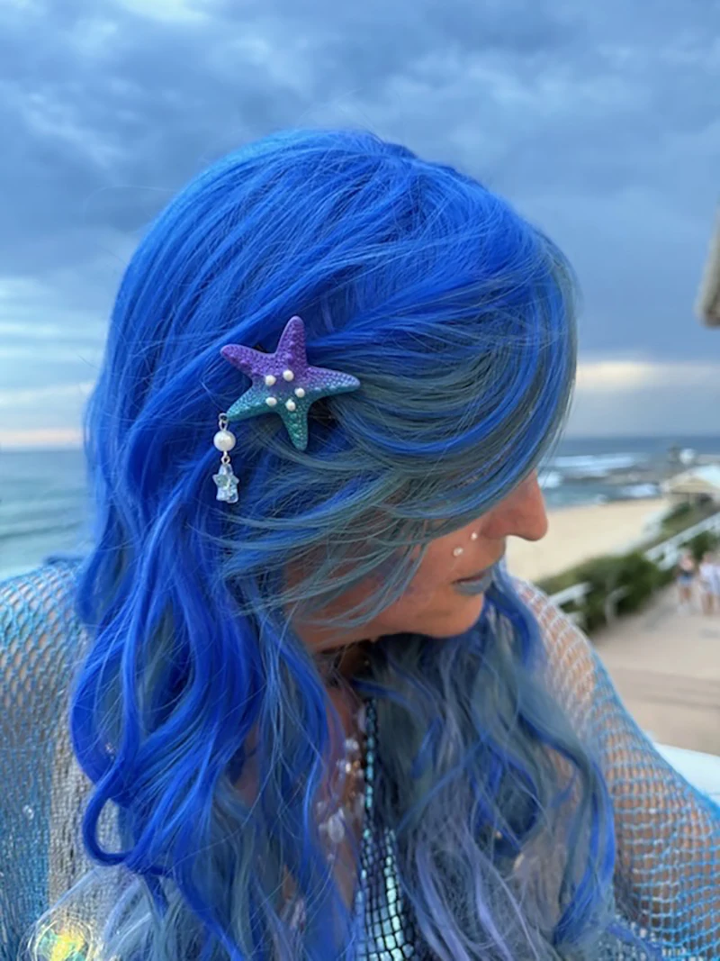 HAIRJOY Synthetic Hair Long Wavy Blue Green Mermaid Wig Curly Ariel Little Mermaid Wigs Partys Cosplay Wig  for Women and GirlS