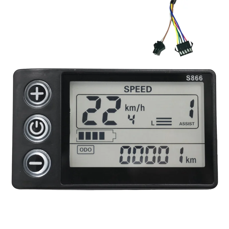 

24V-60V S866 Controller Panel Dashboard Waterproof Electric Bike LCD Display for Electric E-Bike Scooter(SM Plug)