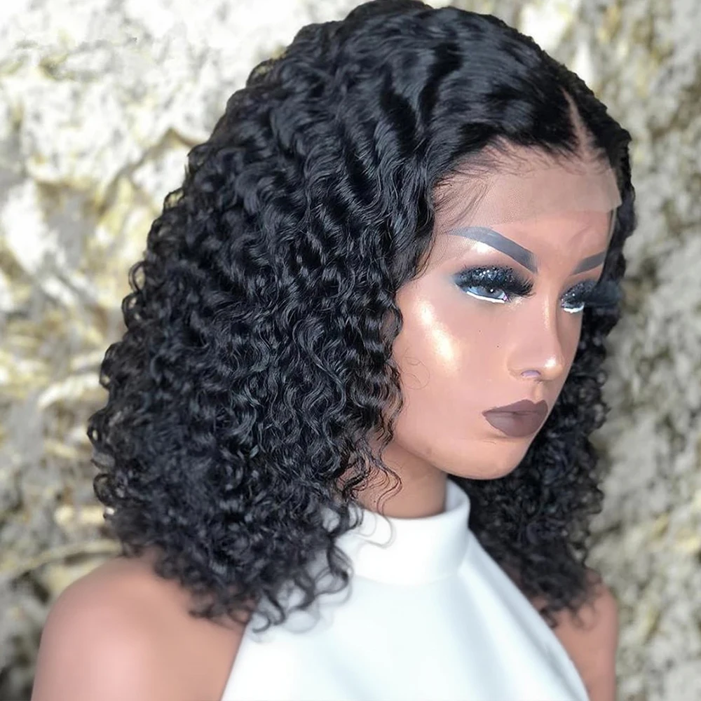 

Джерри Кудрявые Короткие Парики Боб Бесклеевые Человеческие Волосы Бразильские 13x6 Глубокая Волна Hd Кружевные Фронтальные Парики Для Женщин Предварительно Сорванные 250%