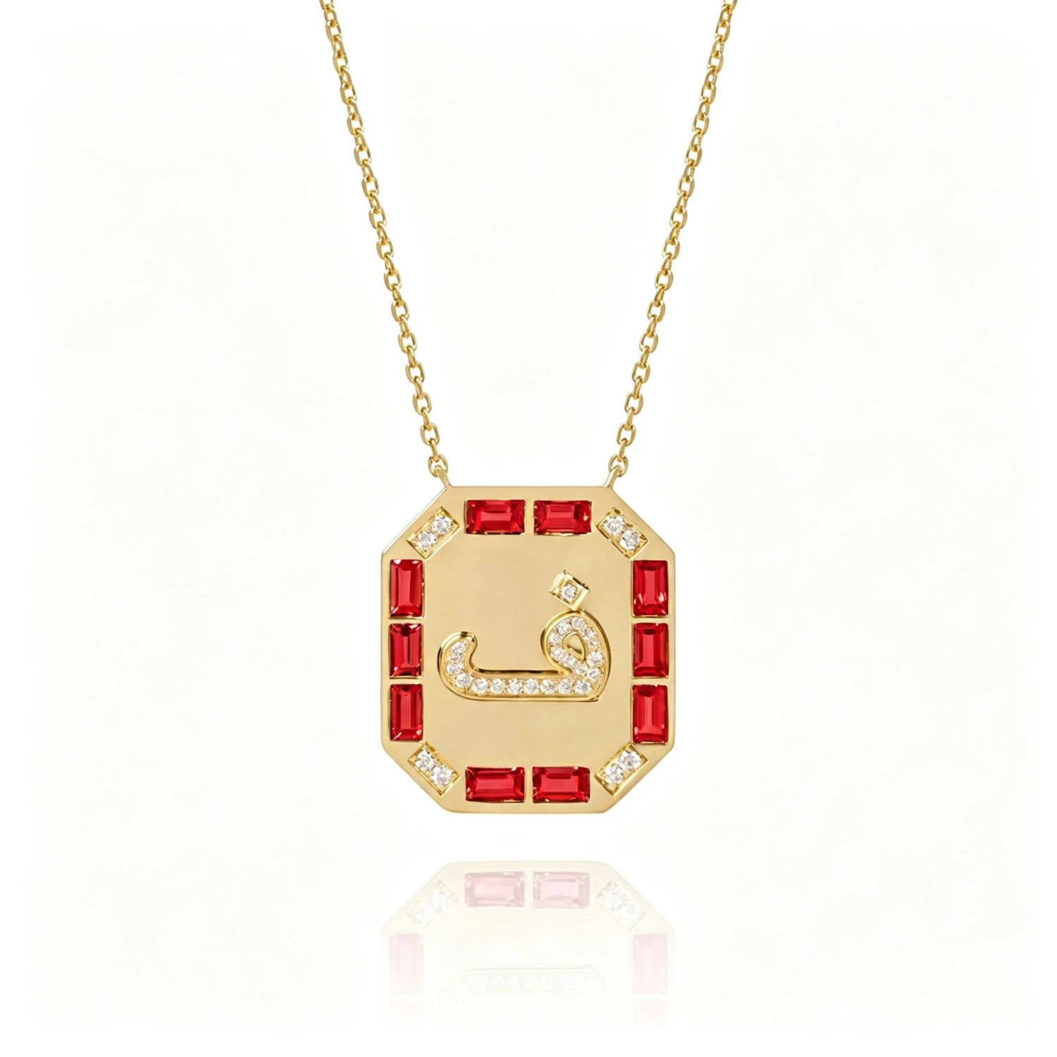 Qitian Luxury Custom Arabic Letter Name Necklace GoldColor July Birthstone Pendant Personalized Islamic Arabic Jewelry For Women