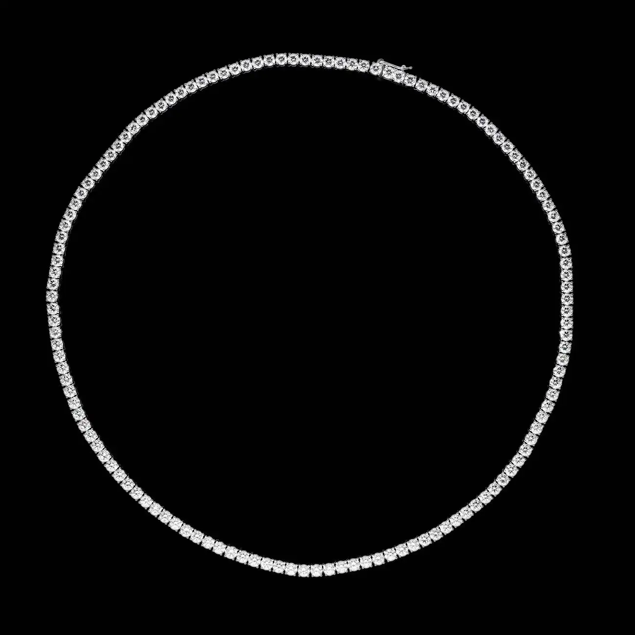 

Luxurious 18-Inch Tennis Necklace 14K Gold 19.8ct Lab Grown CVD Diamonds Rhodium Plated IGI Certified Classic Brilliant Diamond