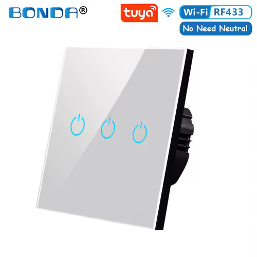 BONDA Smart Switch Alexa RF433 No Neutral Tuya Control Works With Google 1/2/3 Gang Smart Life Home Light WiFi Touch Switches 86 - Image 18
