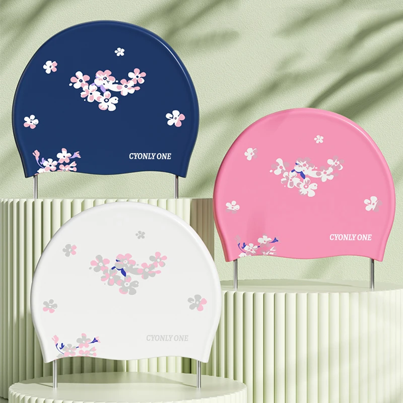 Touca de natação elegante de silicone para mulheres – design confortável, durável e que protege os cabelos