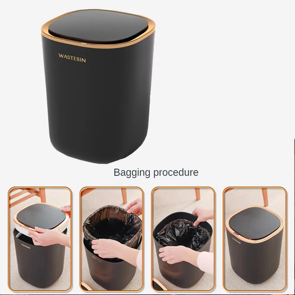 12L Smart Trash Can Kitchen Food Waste Recycle Garbage Bin Black Bathroom Toilet Wastebasket Automatic Sensor Trash Can