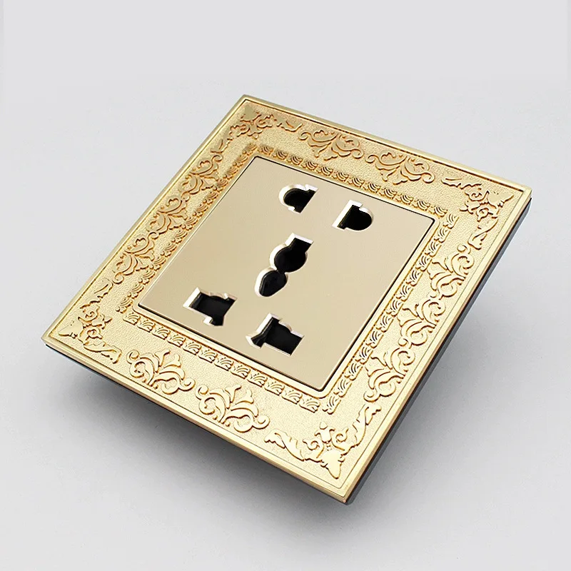 Metallmuster Bronze Retro Universal 86 Typ UK US EU Standard Multifunktions-3/5 Löcher USB Typ-C Ladesteckdose