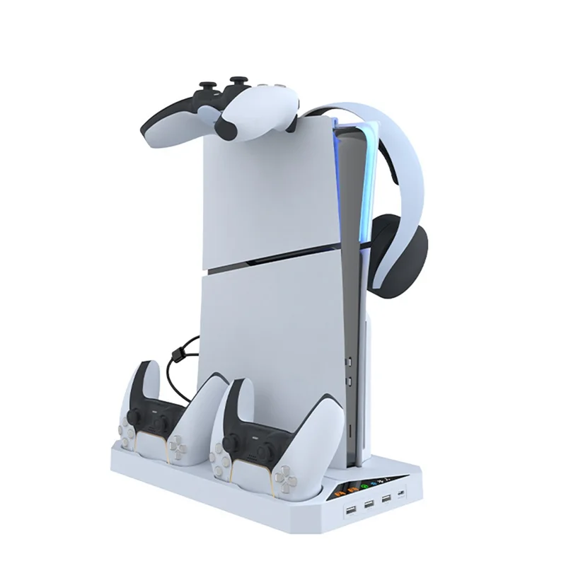 

AY14 -For PS5 Slim Optical Digital Console Cooling Base Handle Dual Docking Headphone Hanger Base