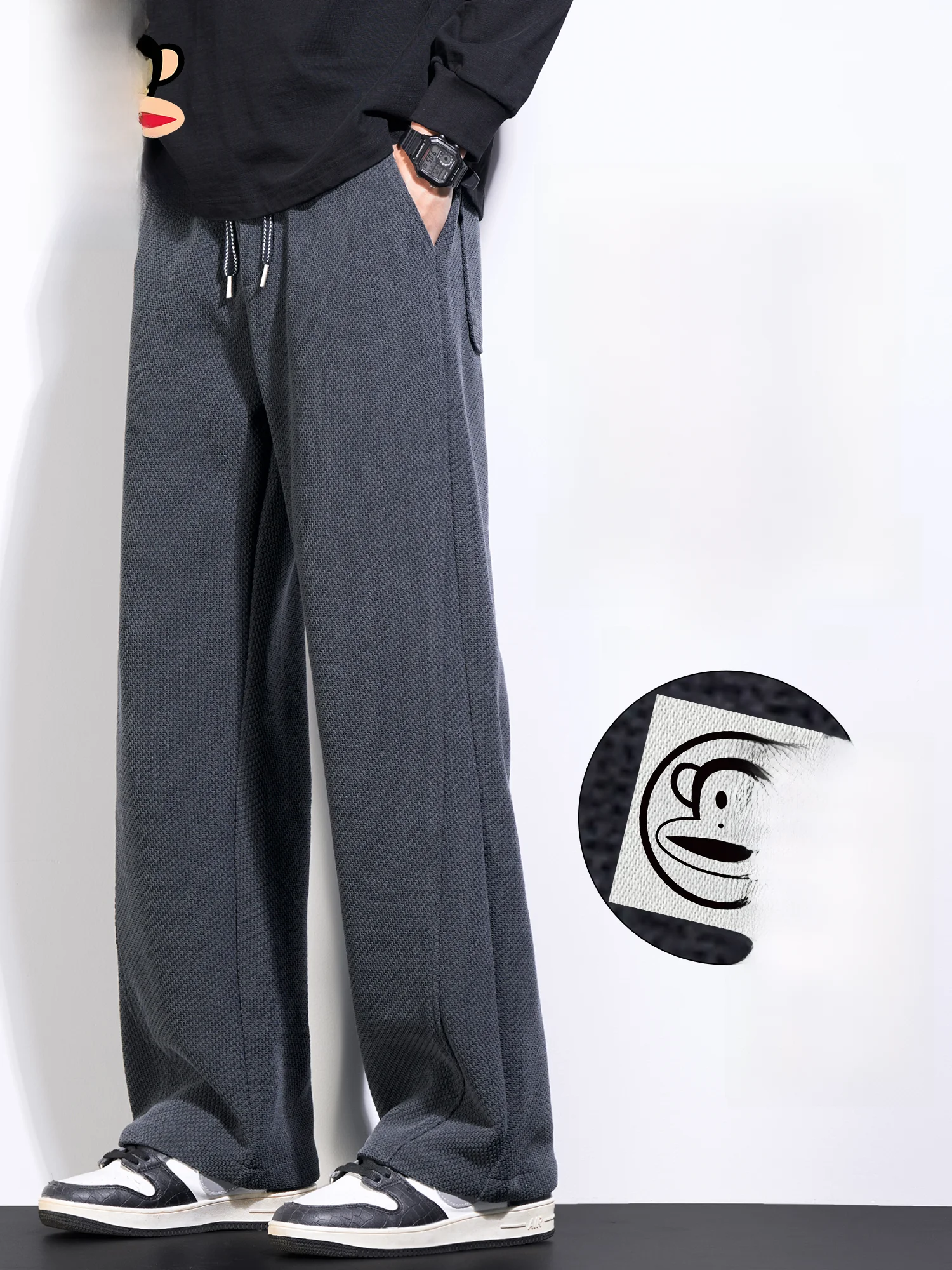 

PaulFrank Winter Thiened Casual Pants Men's Straight Leg Spor Loose Fit Fce Lined Long Trousers Comfortable Leisure Tr...