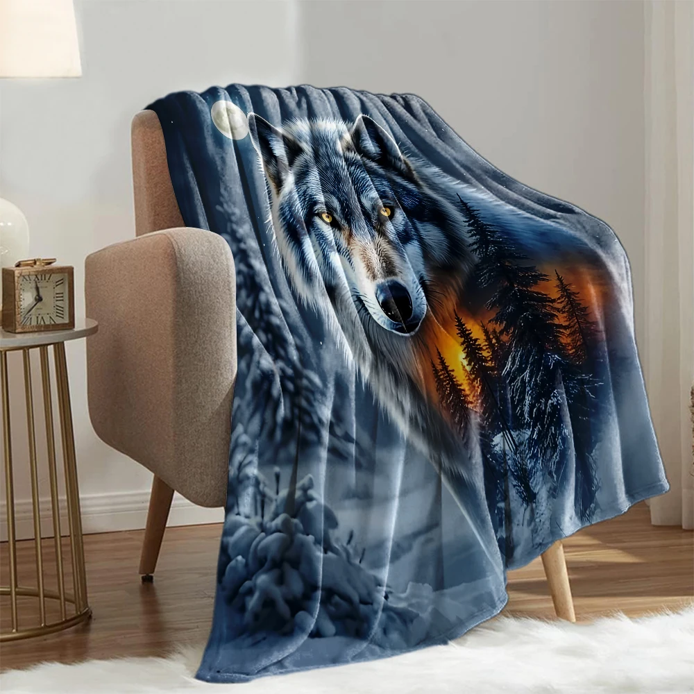 1 Stück Überwurf im zeitgenössischen Stil, bedruckt, Power Wolfs Animals, Flanelldecke für Couch, Bett, Sofa, bequeme warme Decken, perfekte Geschenke