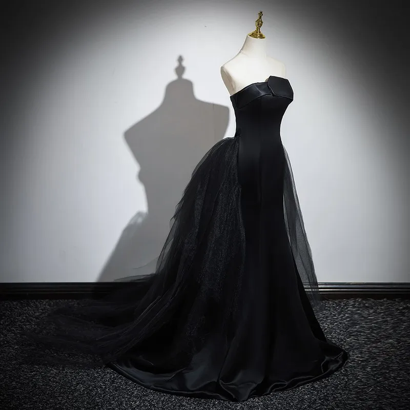 MacFondVestiEducational-Robe de soirée queue amovible, robes de Quinceanera élégantes, robe de Rhsirène sans bretelles, poignées noires, grande taille, hiver, nouveau