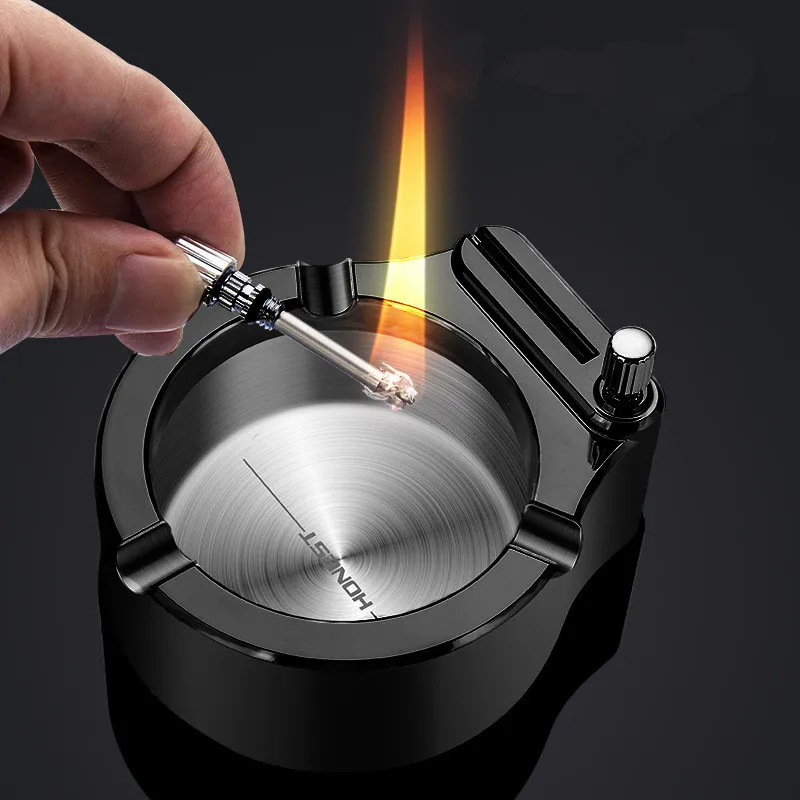 

HONEST New Oil Windproof Ashtray Lighter Creative Cool Match Lighter Men's Festival High End Gift Smoking Accessories