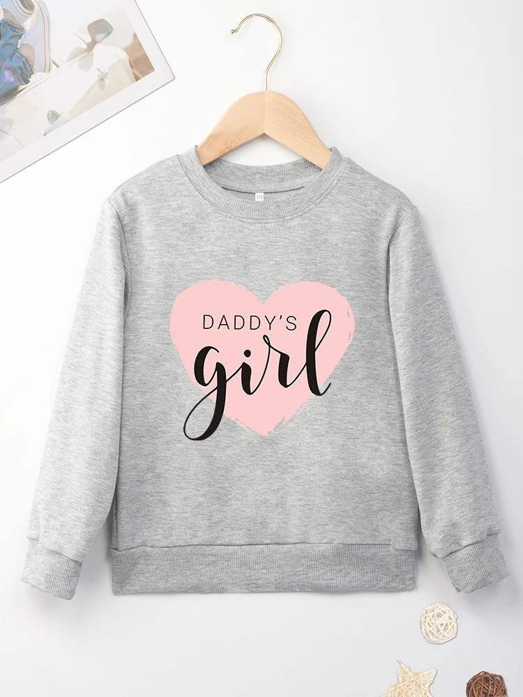 High Quality Kids Pink Sweatshirts Dropship Y2K Minimalist Graphic Daddy\'s Girl Letters All-match Trendy Child Sweater Clothes