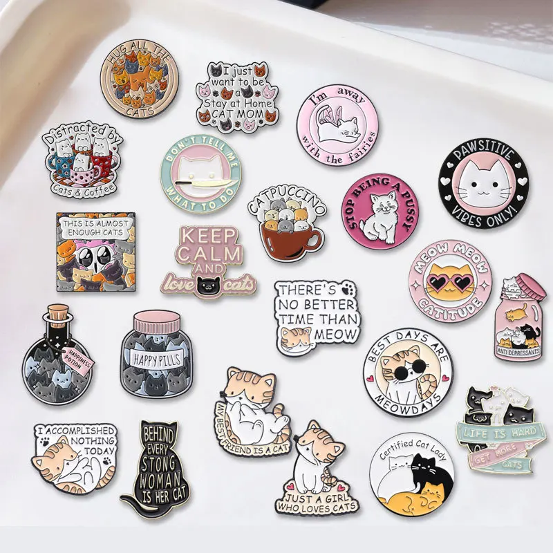 Animal Brooch Stacking Cup Kitten Metal Badge Small Gift Wholesale Lapel Pins and Badges Brooches for Clothing Backpack Pin Cap