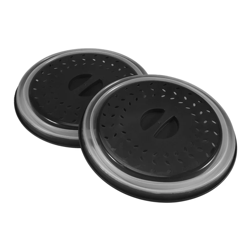 Paquet de 2 couvercles anti-éclaboussures pliables pour micro-ondes, couvercle pour micro-ondes avec poignée facile à saisir, panier de crépine, lavable au lave-vaisselle-AT64