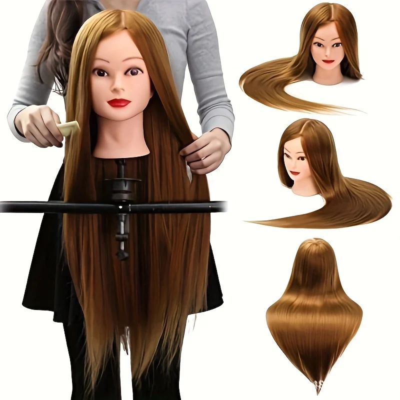 

26 дюймовая голова из синтетического волокна для красивой куклы-Реалистичная тюнинг и тренировочная голова для парикмахеров-в комплекте небольшая подставка, Ide