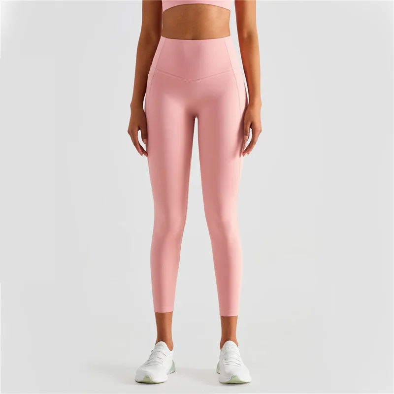 Sexy Women Sport Pan Solid Color Tight Hight Waist Yoga Legging Athletic Soft Side Pocket Gym Gym Comprehensive Training Jogging