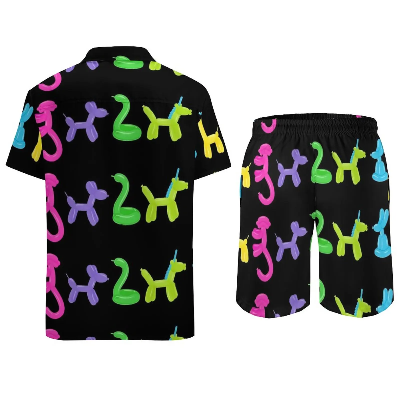 Ballon Männer Sets Neon Tier Druck Casual Shorts Sommer Mode Strand Hemd Set Kurzarm Grafik Große Größe Anzug Geburtstag Geschenk