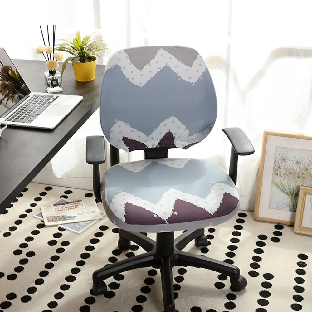 Fashion Stretch Spandex Split Seat Cover Removable Elastic Office Chair Cover Seat Protector Anti-dust Armchair Slipcovers