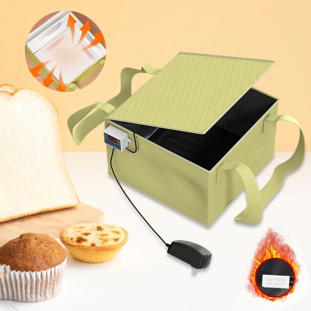 Caja plegable para fermentar masa con control de temperatura, esterilla calentadora para pan de masa madre, para hornear pan de masa madre, pizza, yogur y kombucha