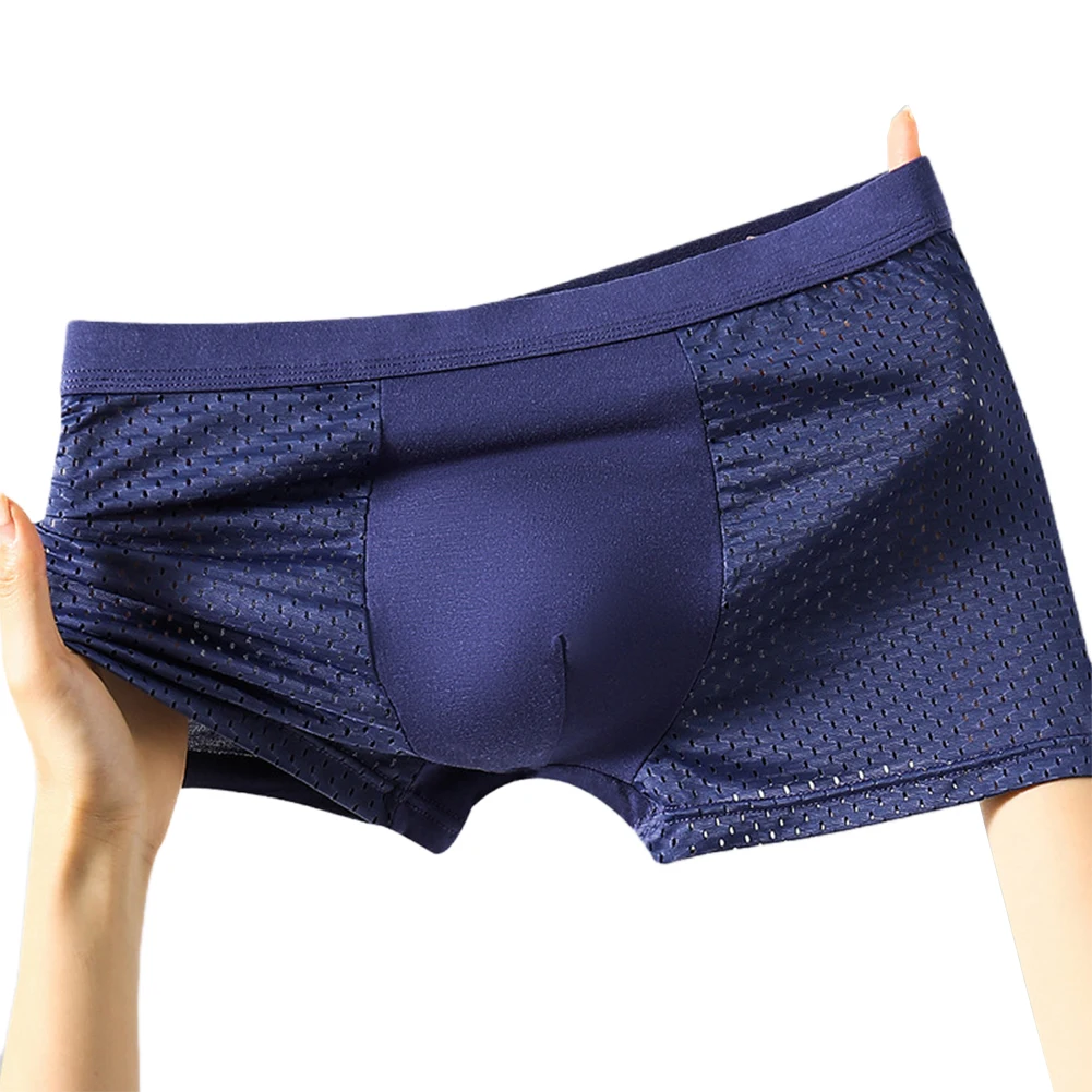 

Men's Sexy Bulge Pouch Underwear Ice Silk Briefs Mesh Briefs Male Breathable Underpants Seamless Stretch Panties