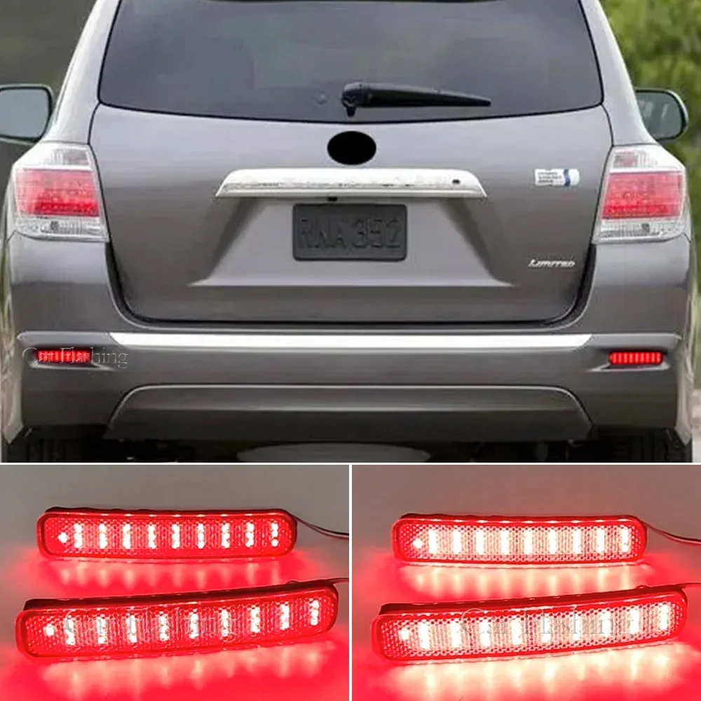 New！ 2PCS LED Rear Bumper Reflector Brake Light For Toyota Highlander 2011 2012 2013 Stop Lamp Warning Fog Light Car Accessories