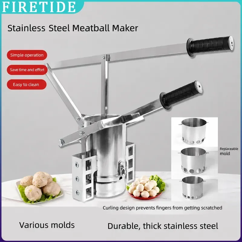 Stainless Steel Meatball Maker Mold Extruded Ball Press Tool for Handmade Fried Radish Vegetable Crafts Kitchen Gadget