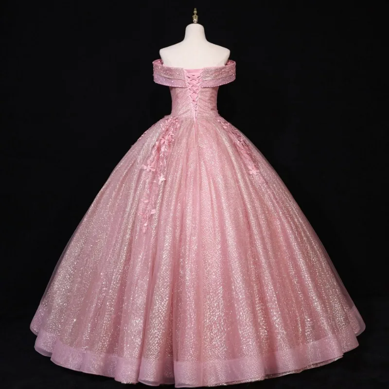 Elegante trouwjurk 2025, bruids solo kunstexamen, prestatie, pongrok, paleisdroom, avondjurk met één schouder, banket, avondjurk