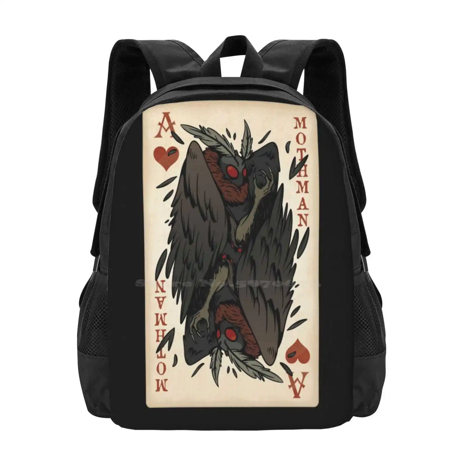 Mothman Playing Card - Vintage Ace Of Hearts Cryptid Gift Hot Sale Schoolbag Backpack Fashion Bags The Mothman Moth Man Cryptid