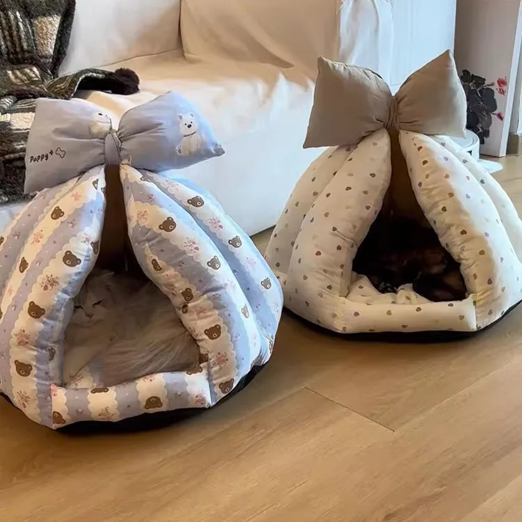 ins wind cat nest winter thickened semi-closed warm cat house small dog kennel
