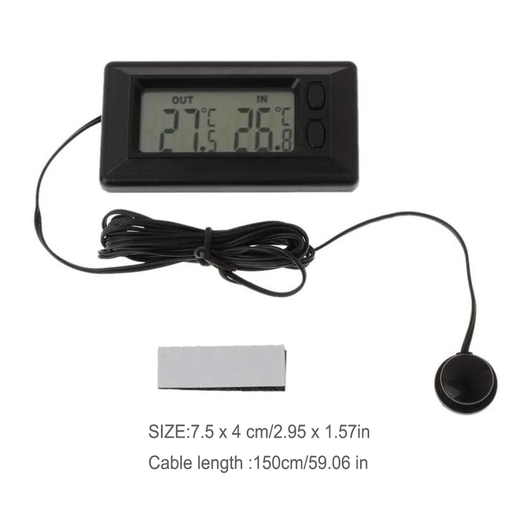 Car Interior Exterior Thermometer Digital Detachable Replacement Battery Powered Temperature Gauge Meter Part Accessories