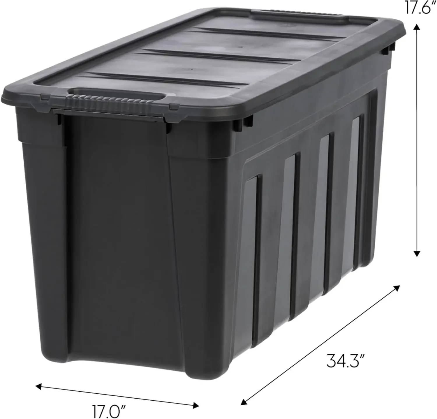 IRIS USA 31 Gallon Heavy Duty Totes for Storage with Easy-Grip Handles, 4 Pack - Made in USA, Storage Bins with Lids, Durable St