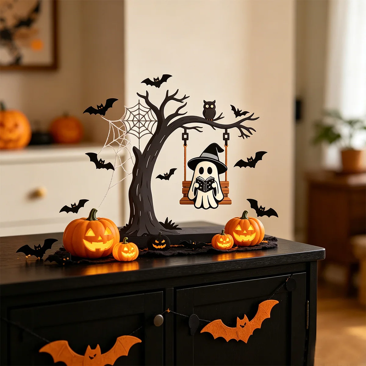 1pc Iron Art Decorative Ornament, Halloween Decorative Ornament, Home Decoration, suitable for tabletops/cabinets/shelves and as a Halloween gift. (DIY Folding Design)