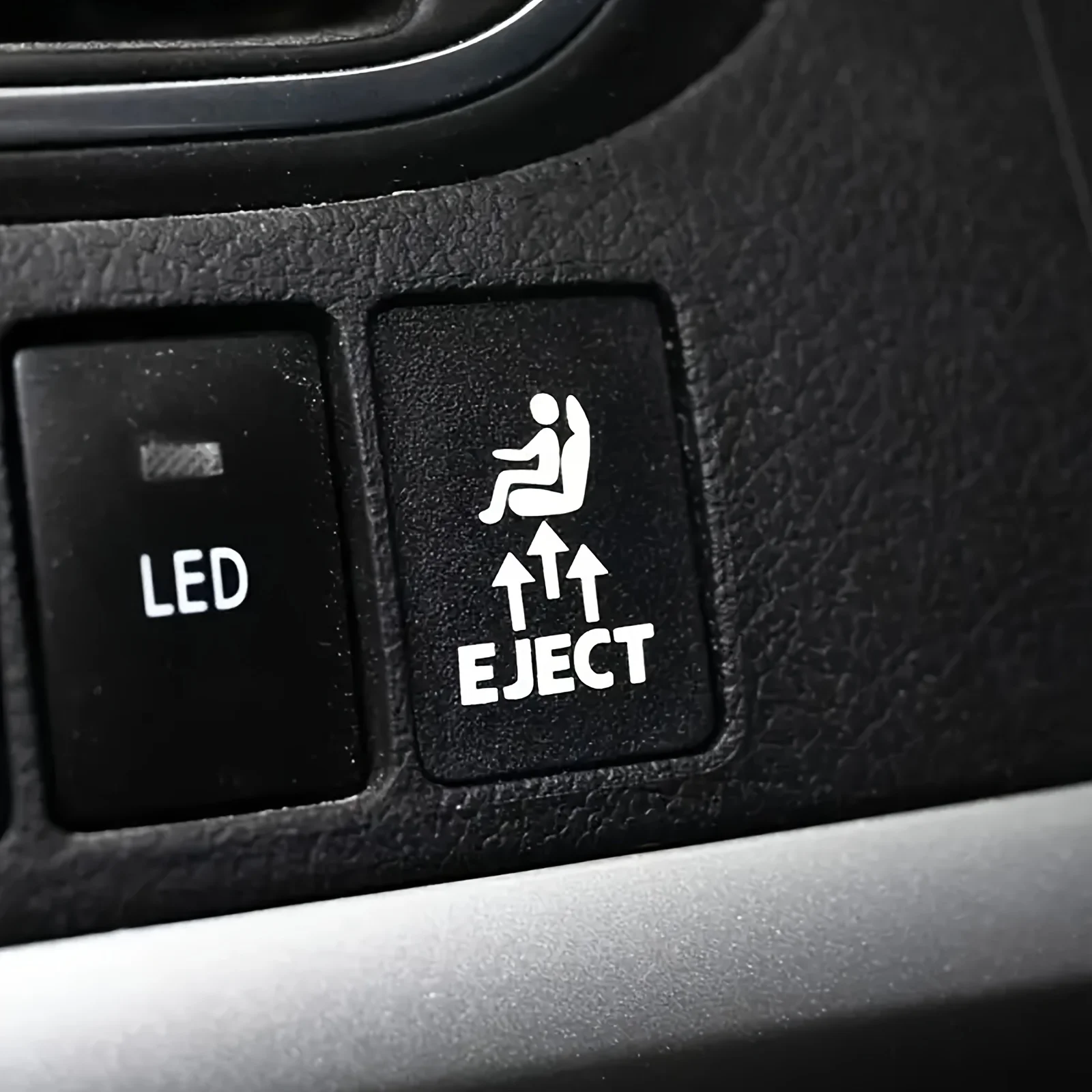 Graphic Eject Button Decals for Car Switch Panels, Set of 6, PVC Material, Self-Adhesive Mounting, Suitable for Plastic/Glass/Me